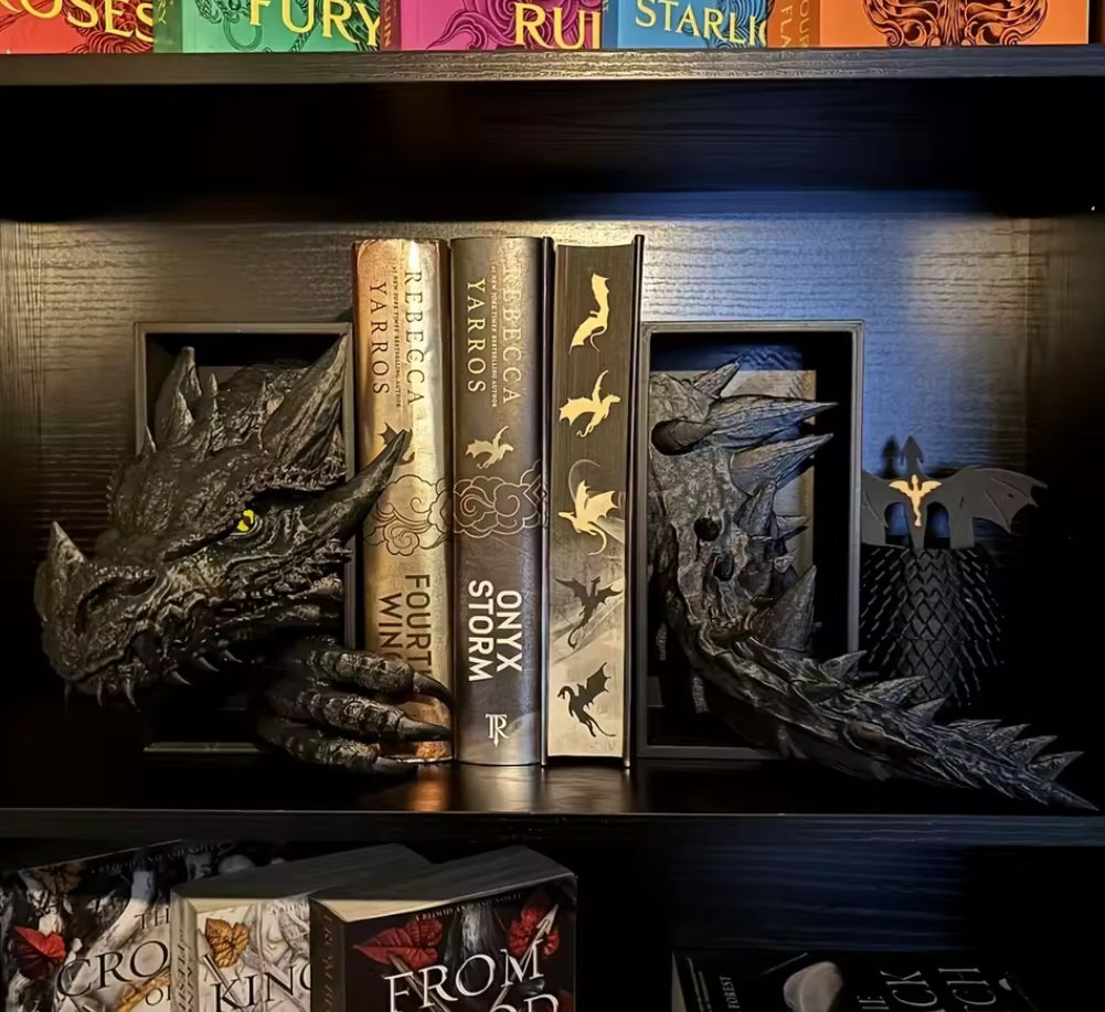 Drachen Buchstützen | Hochwertige Fantasy Buchstützen fürs Bücherregal