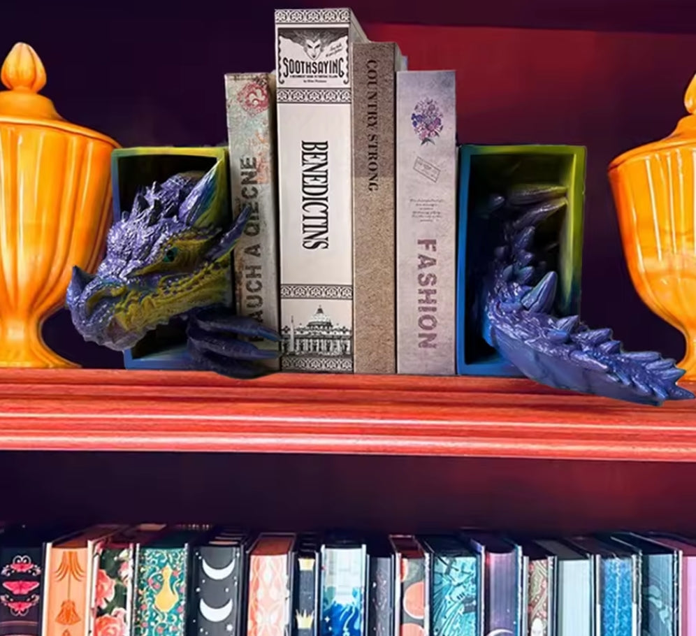 Drachen Buchstützen | Hochwertige Fantasy Buchstützen fürs Bücherregal