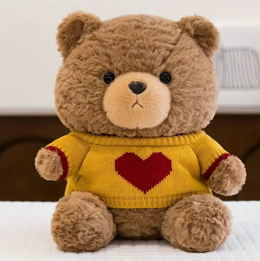 Snugbär | Flauschiger Teddybär mit überziehbarem Herzpullover