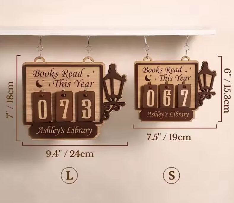 Book Counter | Personalisierbarer Holz Bücher Tracker fürs Bücherregal