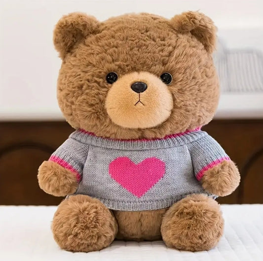 Snugbär | Flauschiger Teddybär mit überziehbarem Herzpullover
