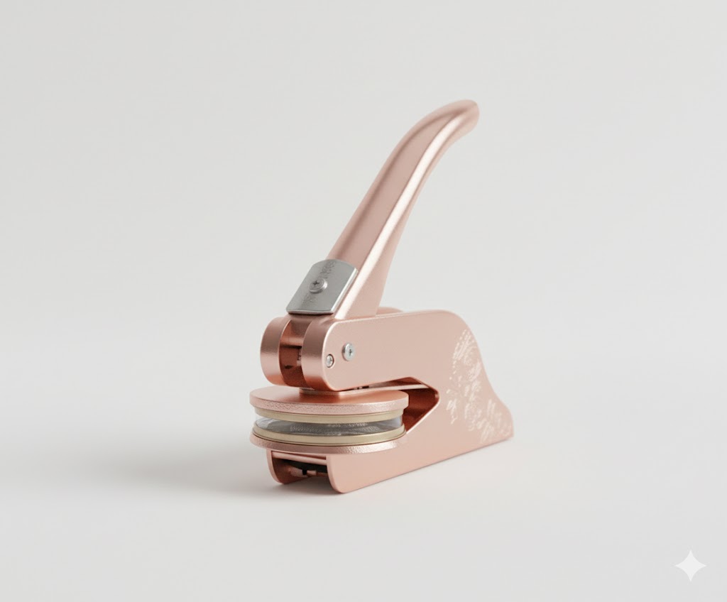 Buchseiten‑Embosser – individuelle Prägezange mit deinem Logo